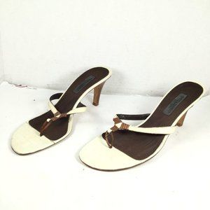 Alberta Ferretti Thong Heeled Sandal Ivory Size EU 41 / US 11